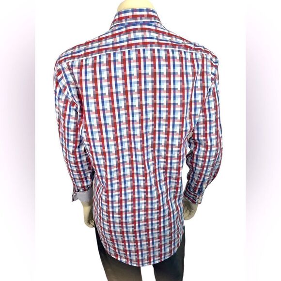 Stunning Thomas Dean Plaid L/S Casual Dress Shirt Like New Condition Size Large - Picture 6 of 9